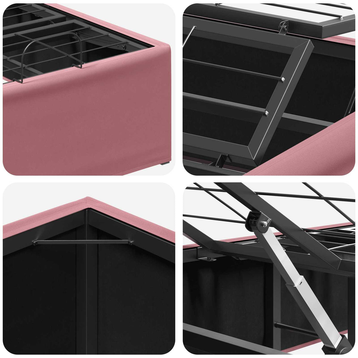 Electric Adjustable Bed Frame Pink 200 x 80 x 33.5 cm Steel
