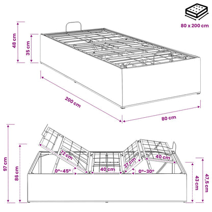Electric Adjustable Bed Frame Pink 200 x 80 x 33.5 cm Steel