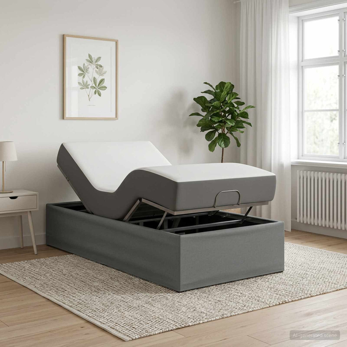 Electric Adjustable Bed Frame Dark Grey 200 x 90 x 33.5 cm