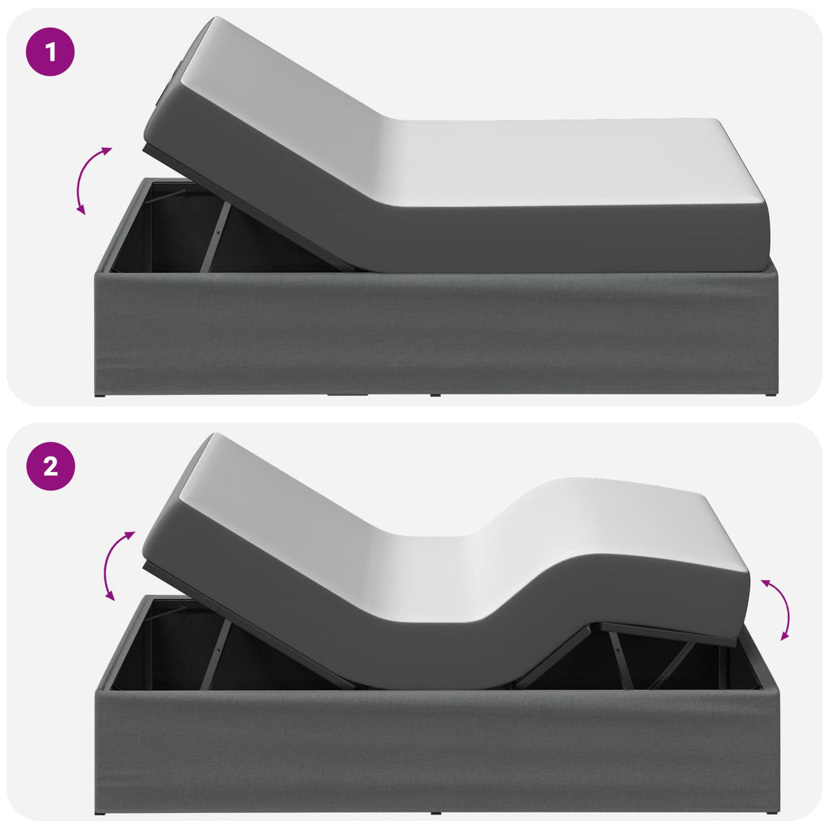 Electric Adjustable Bed Frame Dark Grey 200 x 90 x 33.5 cm
