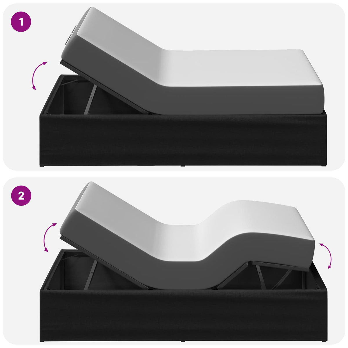 Electric Adjustable Bed Frame Black 200 x 90 x 33.5 cm Steel