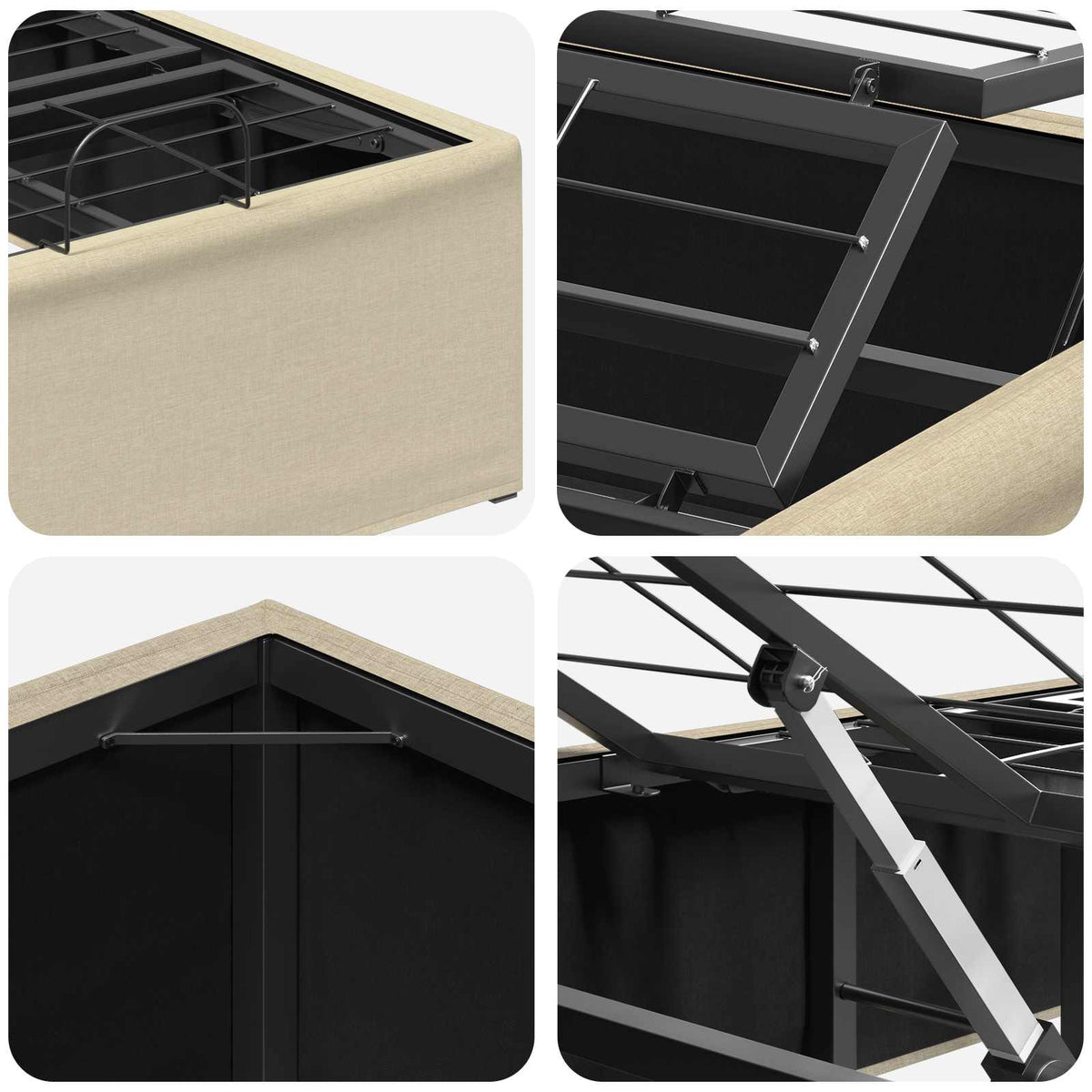 Electric Adjustable Bed Frame Cream 200 x 90 x 33.5 cm Steel