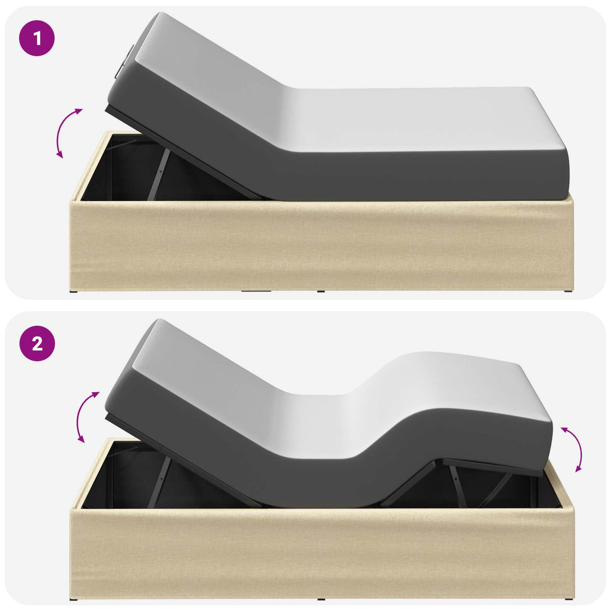 Electric Adjustable Bed Frame Cream 200 x 90 x 33.5 cm Steel