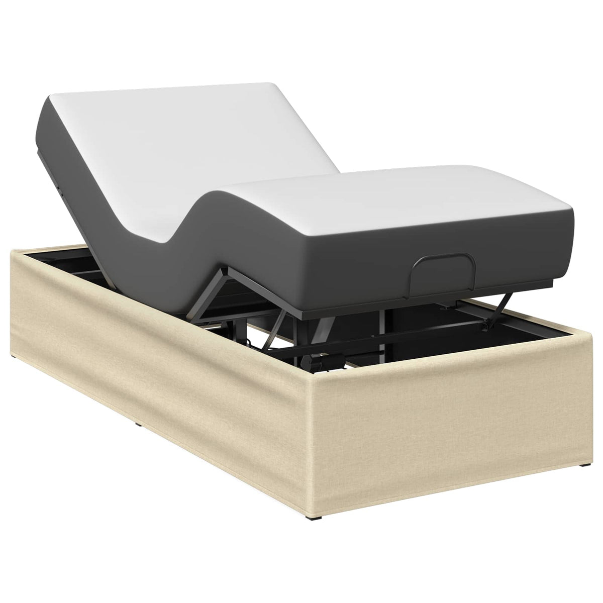 Electric Adjustable Bed Frame Cream 200 x 90 x 33.5 cm Steel