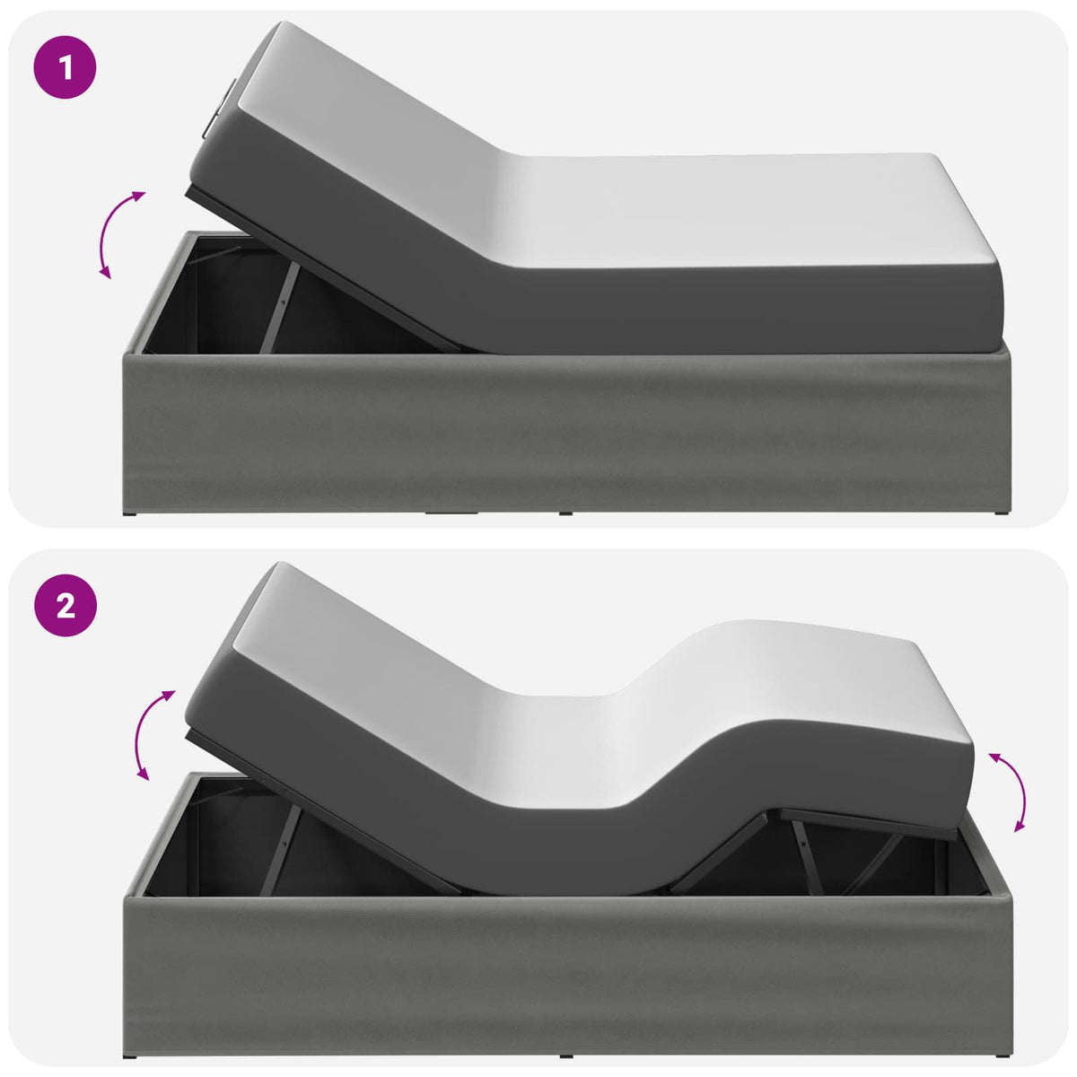 Electric Adjustable Bed Frame Dark Grey 200 x 90 x 33.5 cm