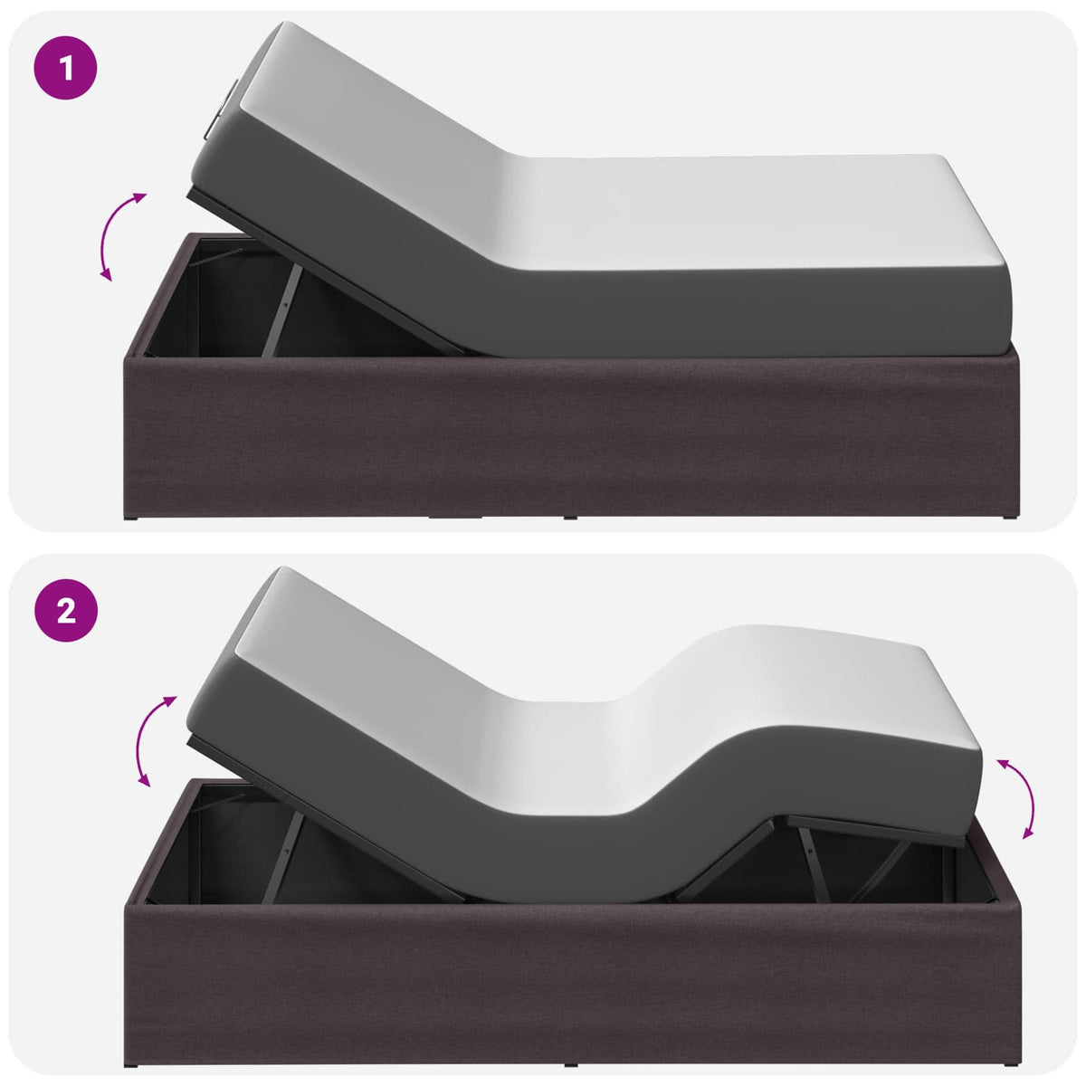 Electric Adjustable Bed Frame Brown 200 x 100 x 33.5 cm Steel