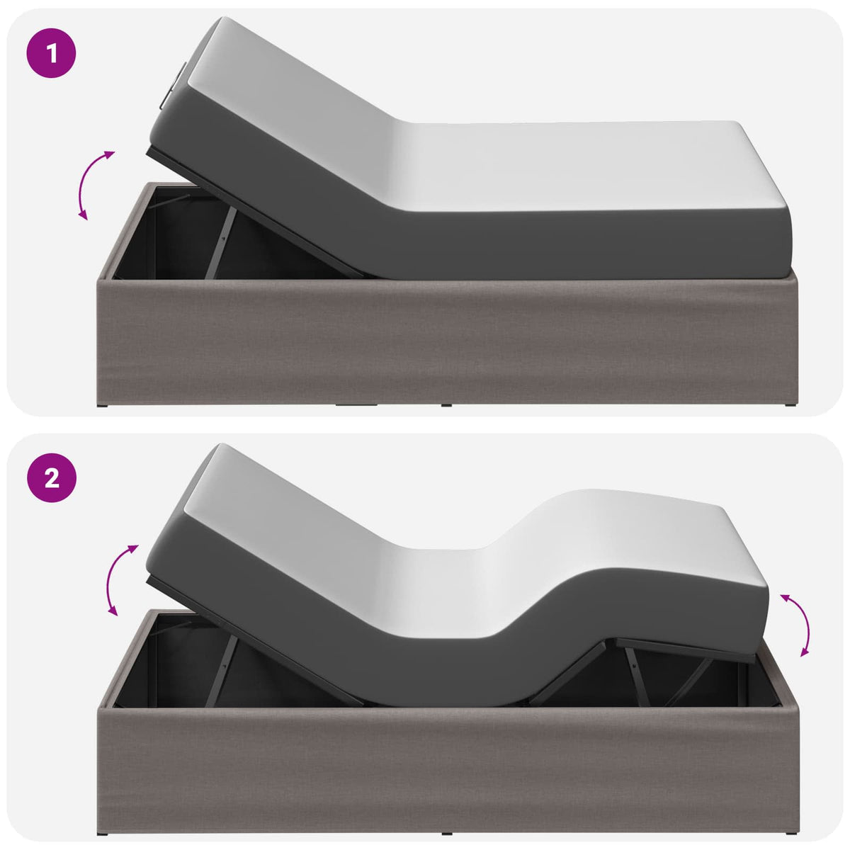 Electric Adjustable Bed Frame Taupe 200 x 100 x 33.5 cm Steel