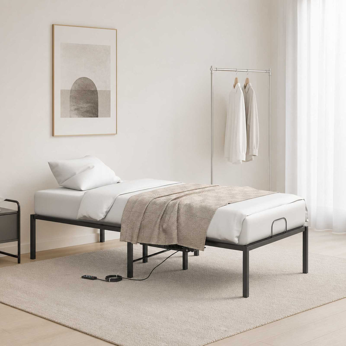 Electric Adjustable Bed Frame Black 200 x 70 x 33.5 cm Steel