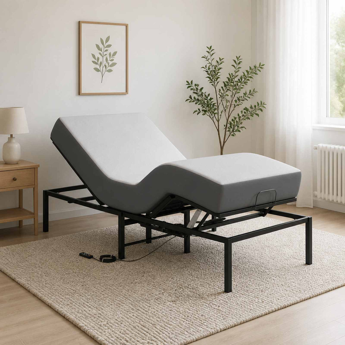 Electric Adjustable Bed Frame Black 200 x 70 x 33.5 cm Steel