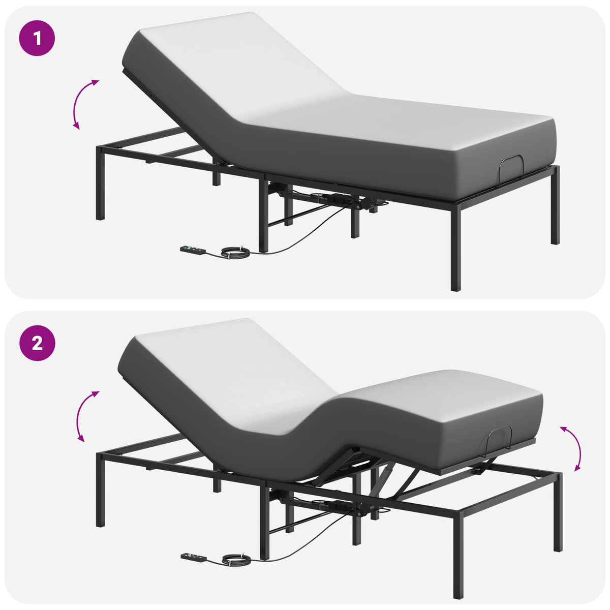 Electric Adjustable Bed Frame Black 200 x 70 x 33.5 cm Steel