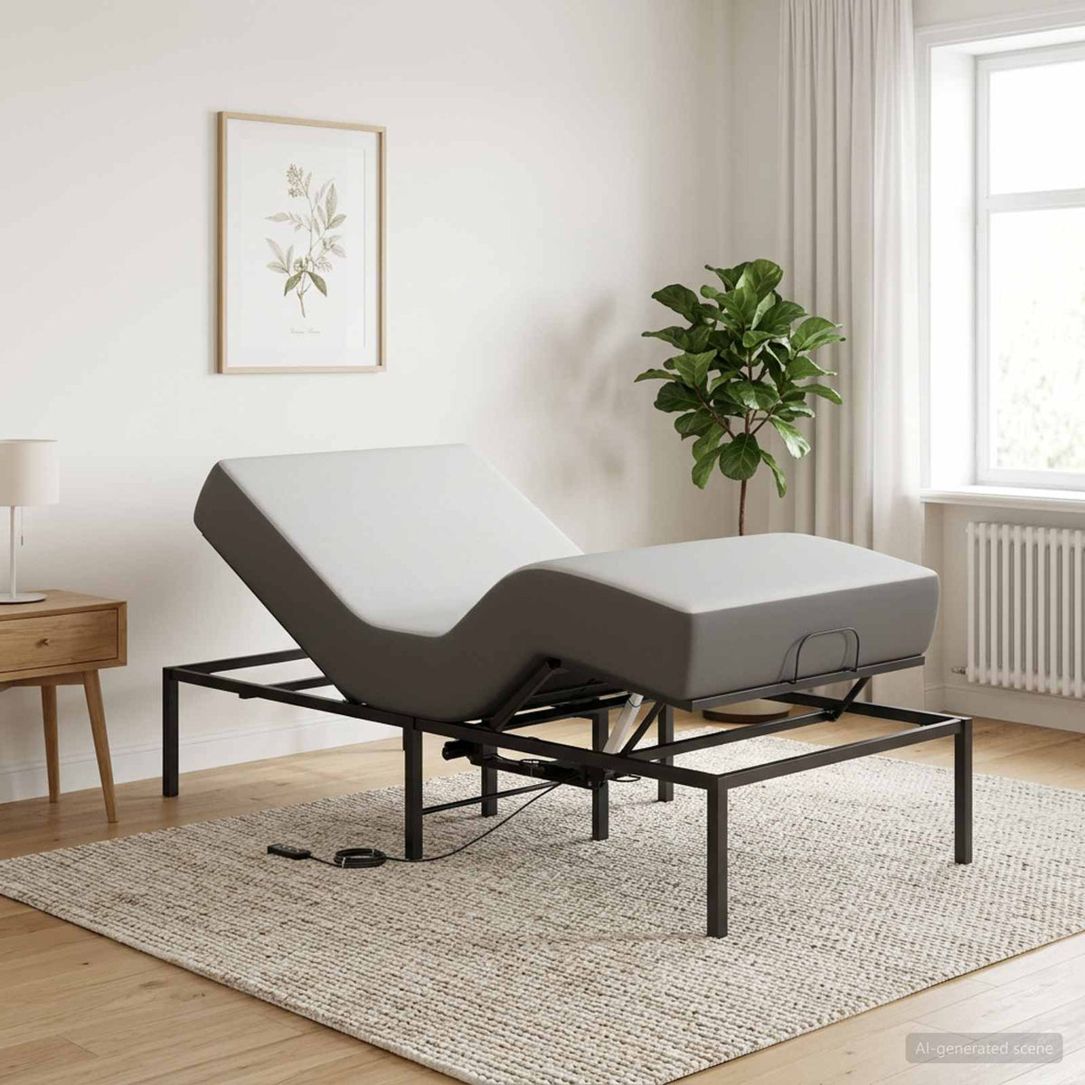 Electric Adjustable Bed Frame Black 200 x 90 x 33.5 cm Steel