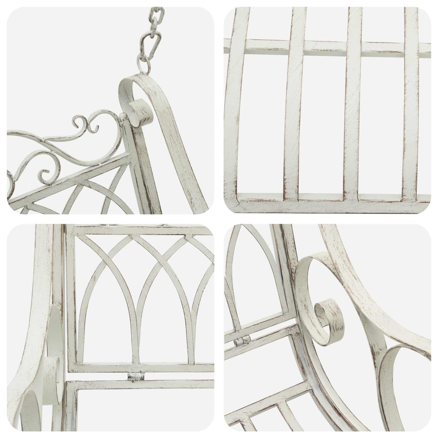 Swing Bench Steel 71 x 75 x 59 cm Antique White