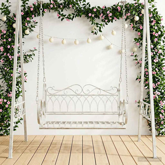 Swing Bench Steel 109 x 75 x 59 cm Antique White