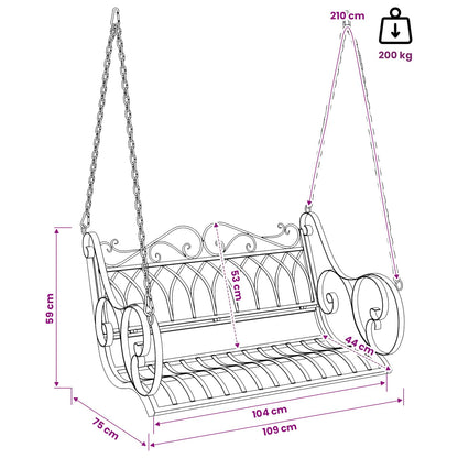 Swing Bench Steel 109 x 75 x 59 cm Antique White