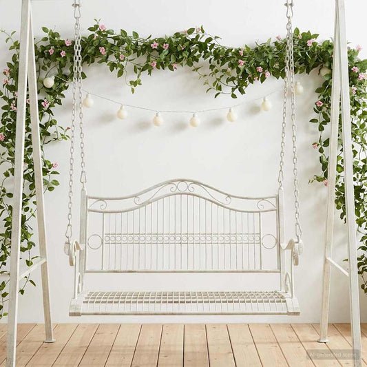 Swing Bench Steel 115 x 61 x 63 cm Antique White