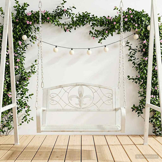 Swing Bench Steel 71.5 x 59 x 55 cm Antique White