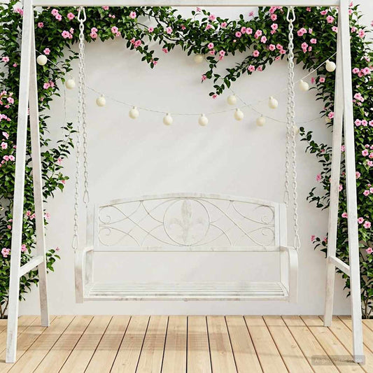 Swing Bench Steel 110.5 x 59 x 55 cm Antique White