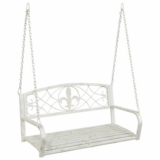 Swing Bench Steel 110.5 x 59 x 55 cm Antique White
