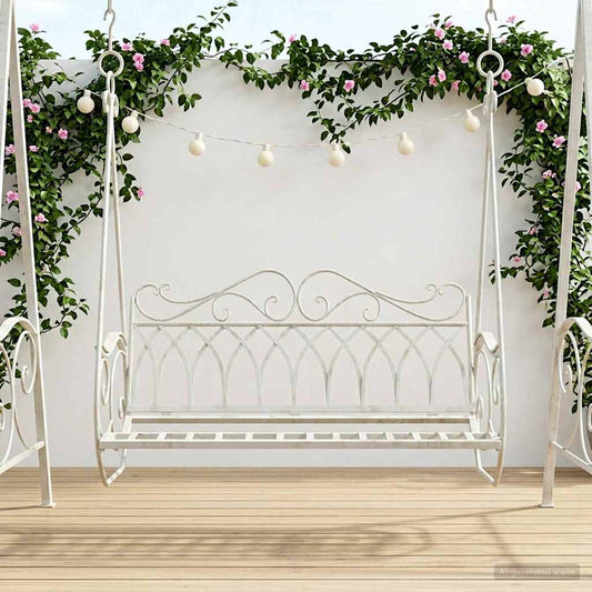 Swing Bench Steel 112 x 60 x 126.5 cm Antique White