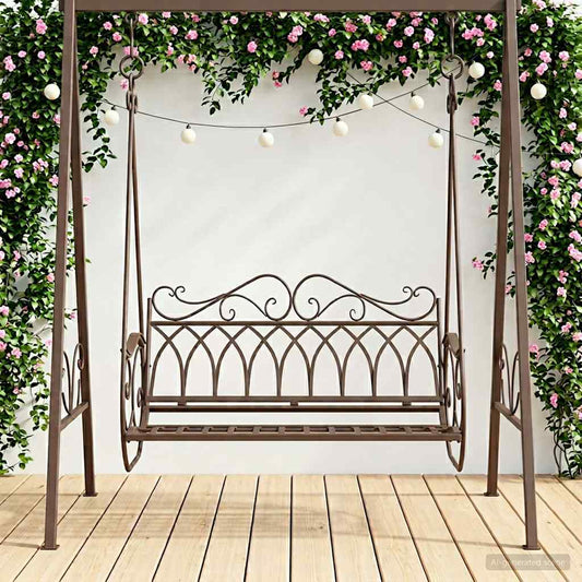 Swing Bench Steel 112 x 60 x 126.5 cm Antique Brown