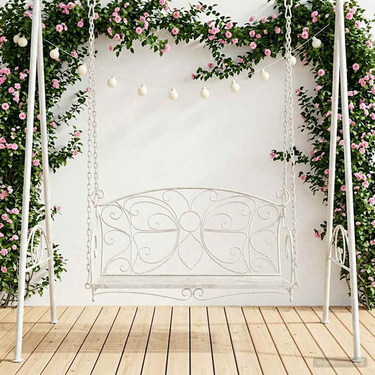 Swing Bench Steel 105.5 x 61 x 56 cm Antique White