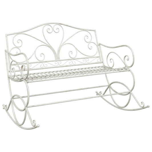 Garden Bench Antique White Steel