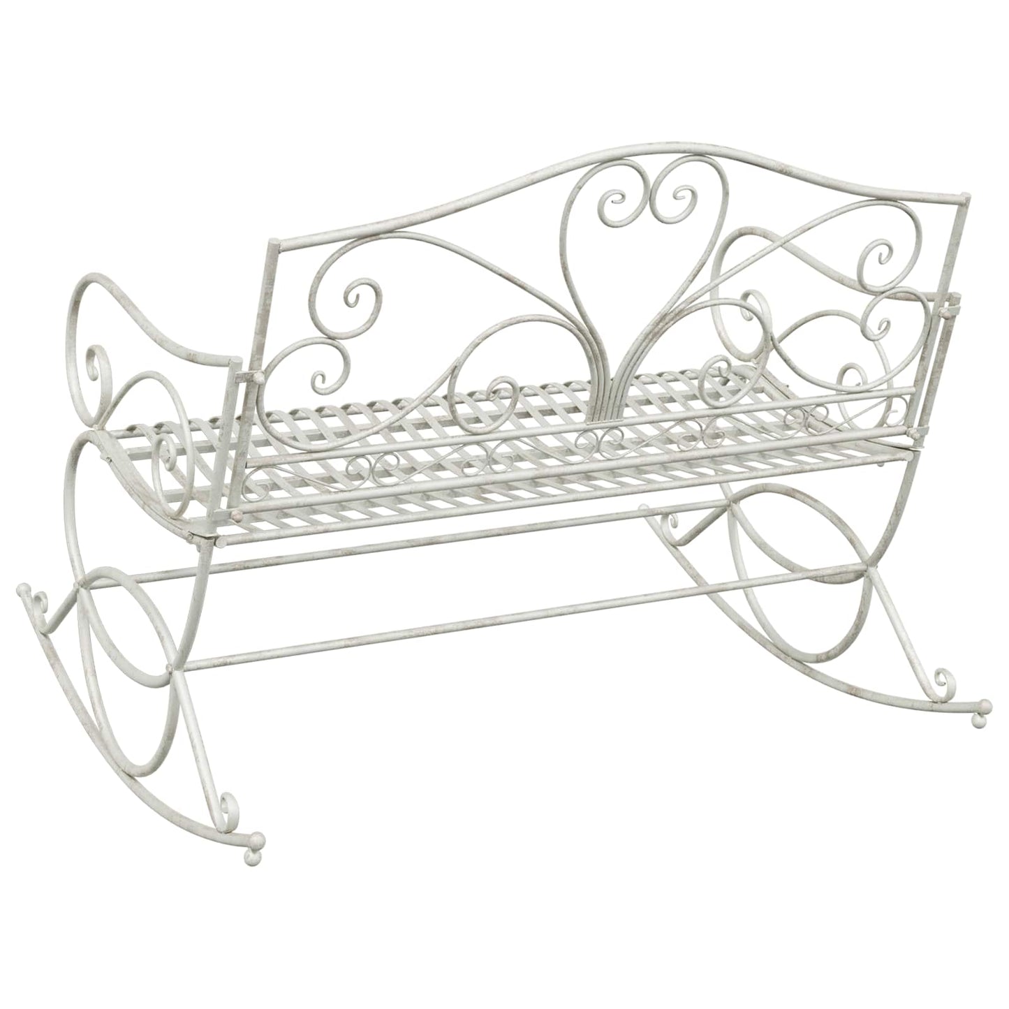 Garden Bench Antique White Steel