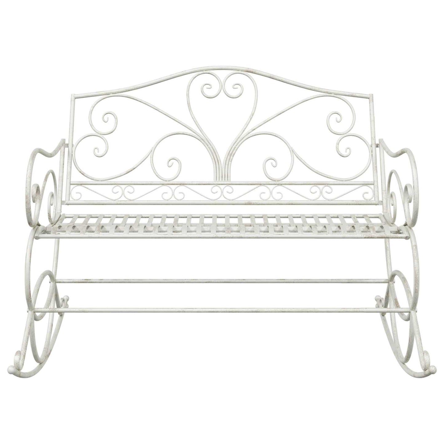 Garden Bench Antique White Steel