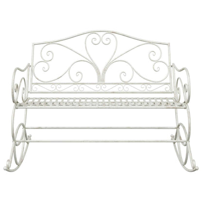 Garden Bench Antique White Steel