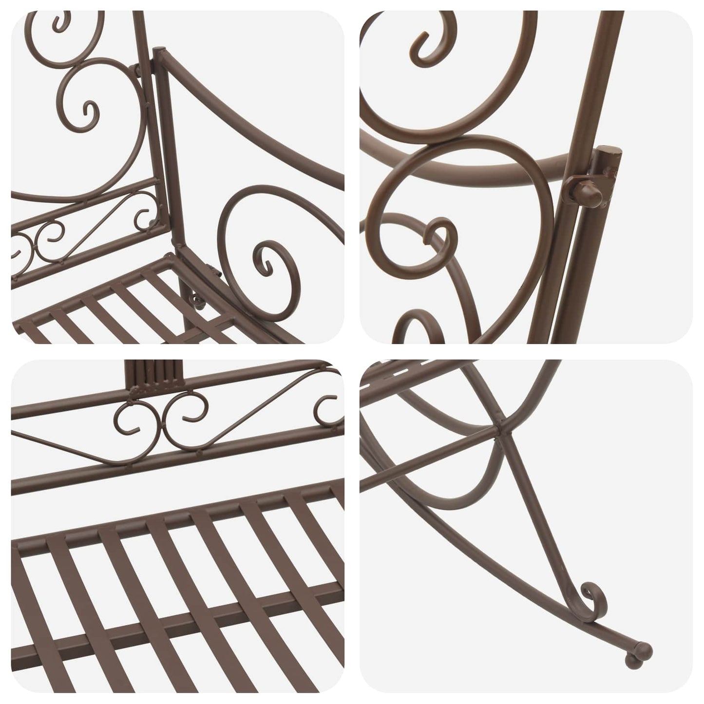 Garden Bench Antique Brown Steel
