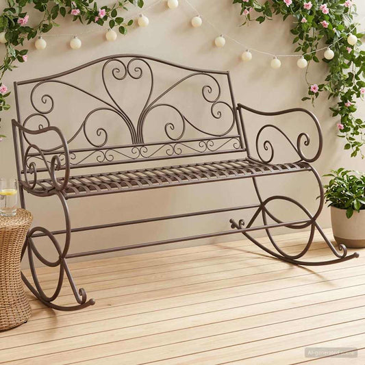 Garden Bench Antique Brown Steel