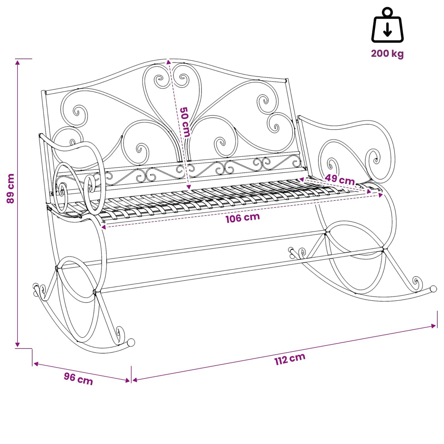 Garden Bench Antique Brown Steel