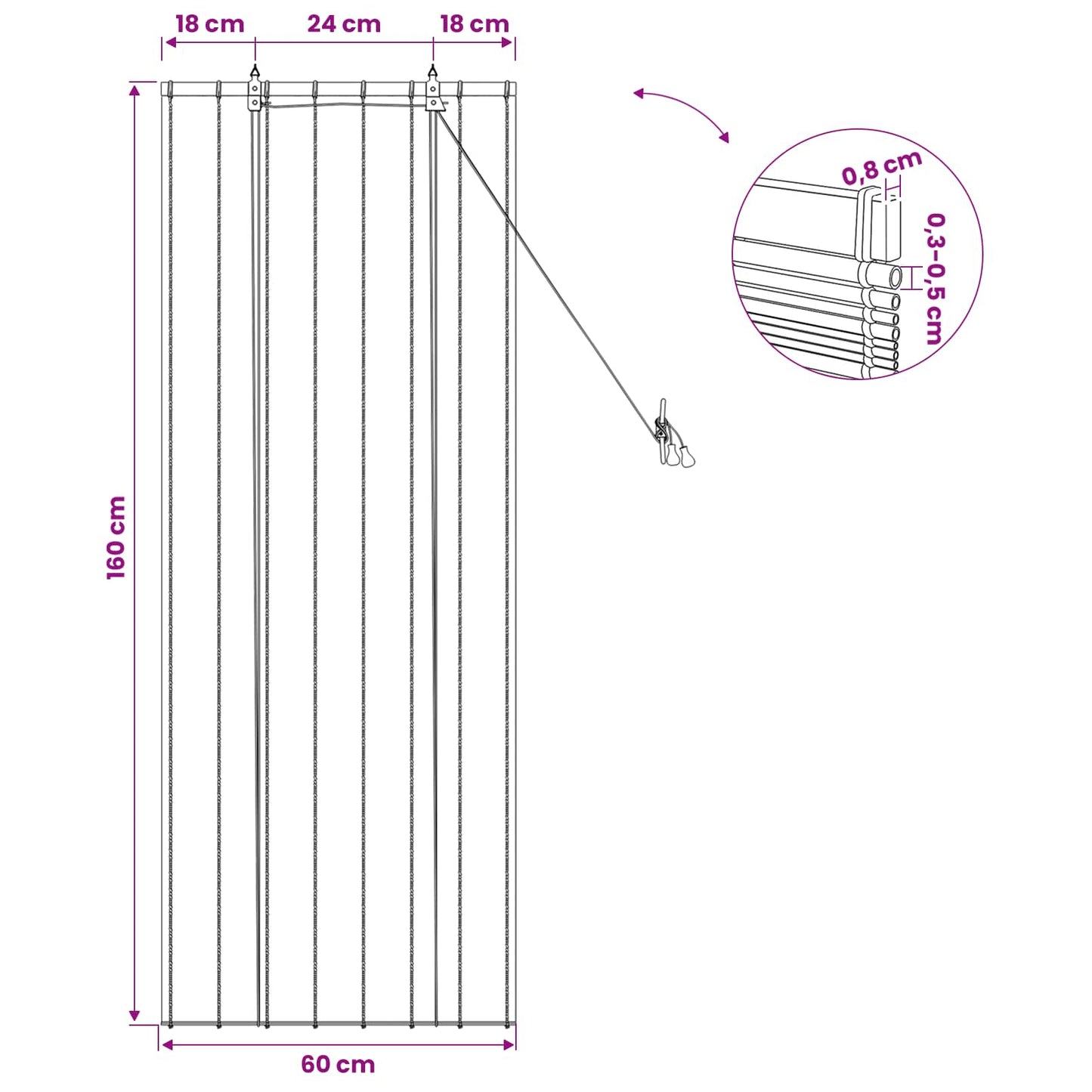 Roller Blind Natural 60 x 160 cm Reed