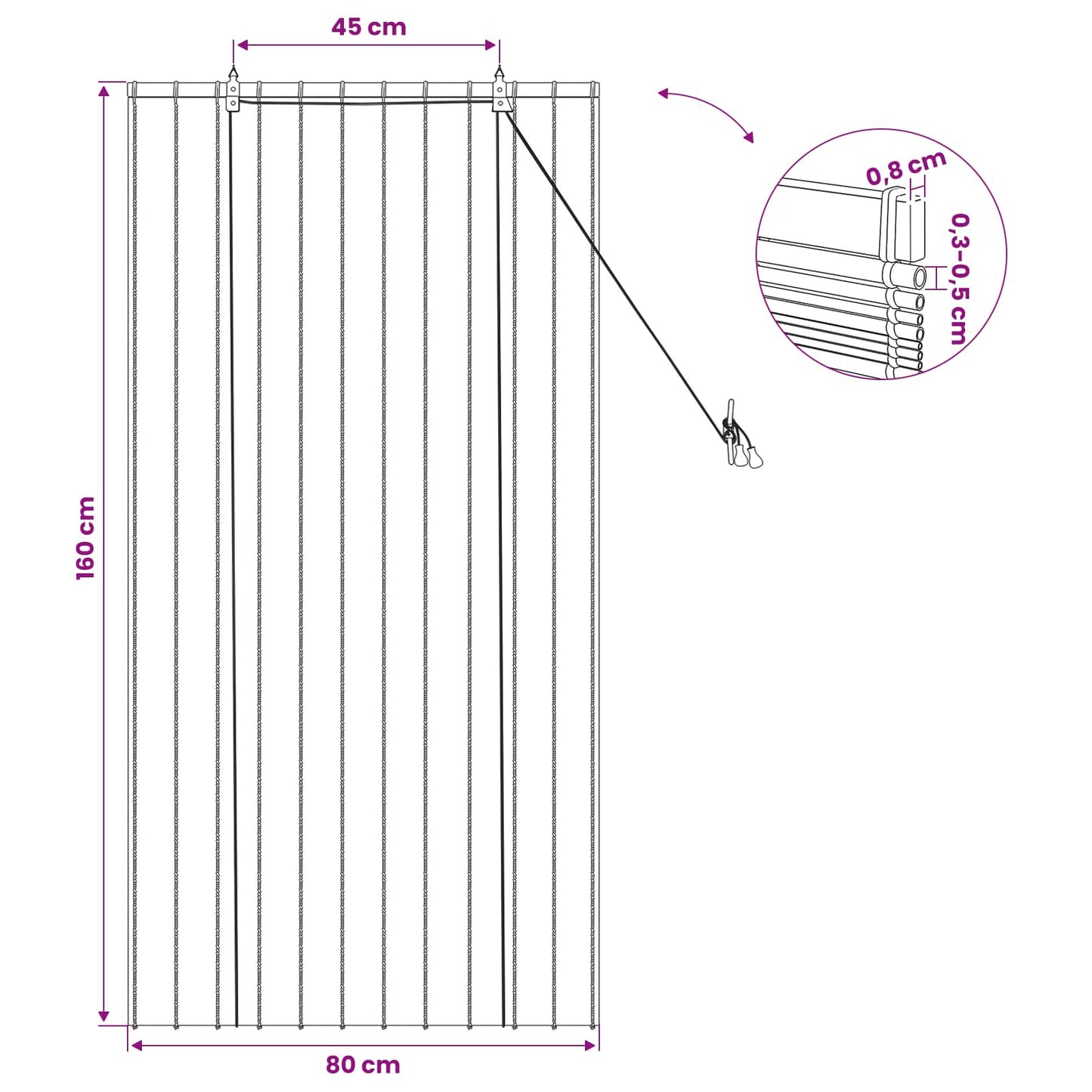 Roller Blind Natural 80 x 160 cm Reed