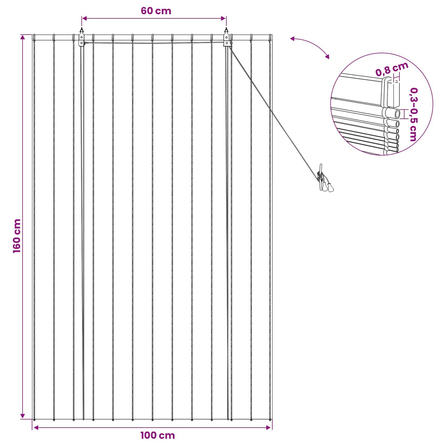 Roller Blind Natural 100 x 160 cm Reed
