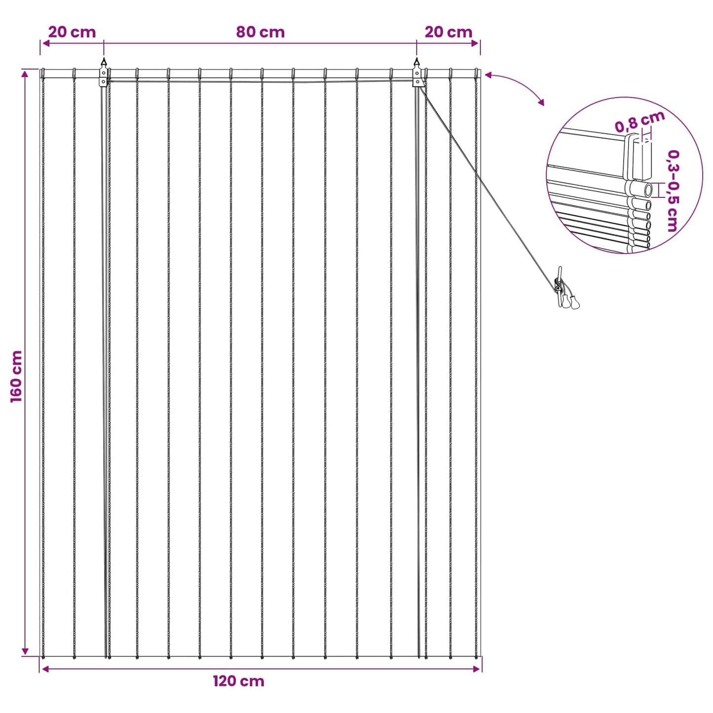 Roller Blind Natural 120 x 160 cm Reed
