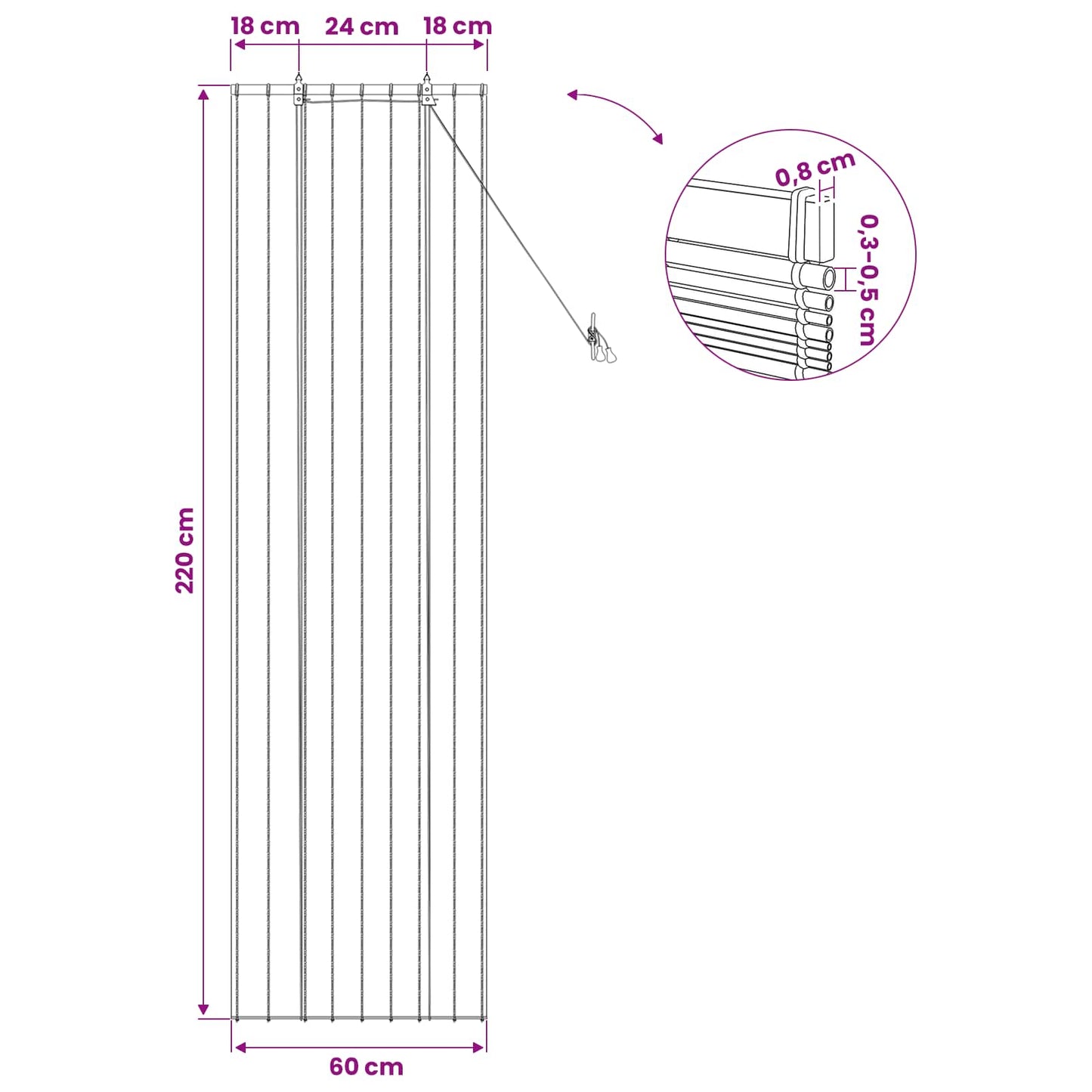 Roller Blind Natural 60 x 220 cm Reed