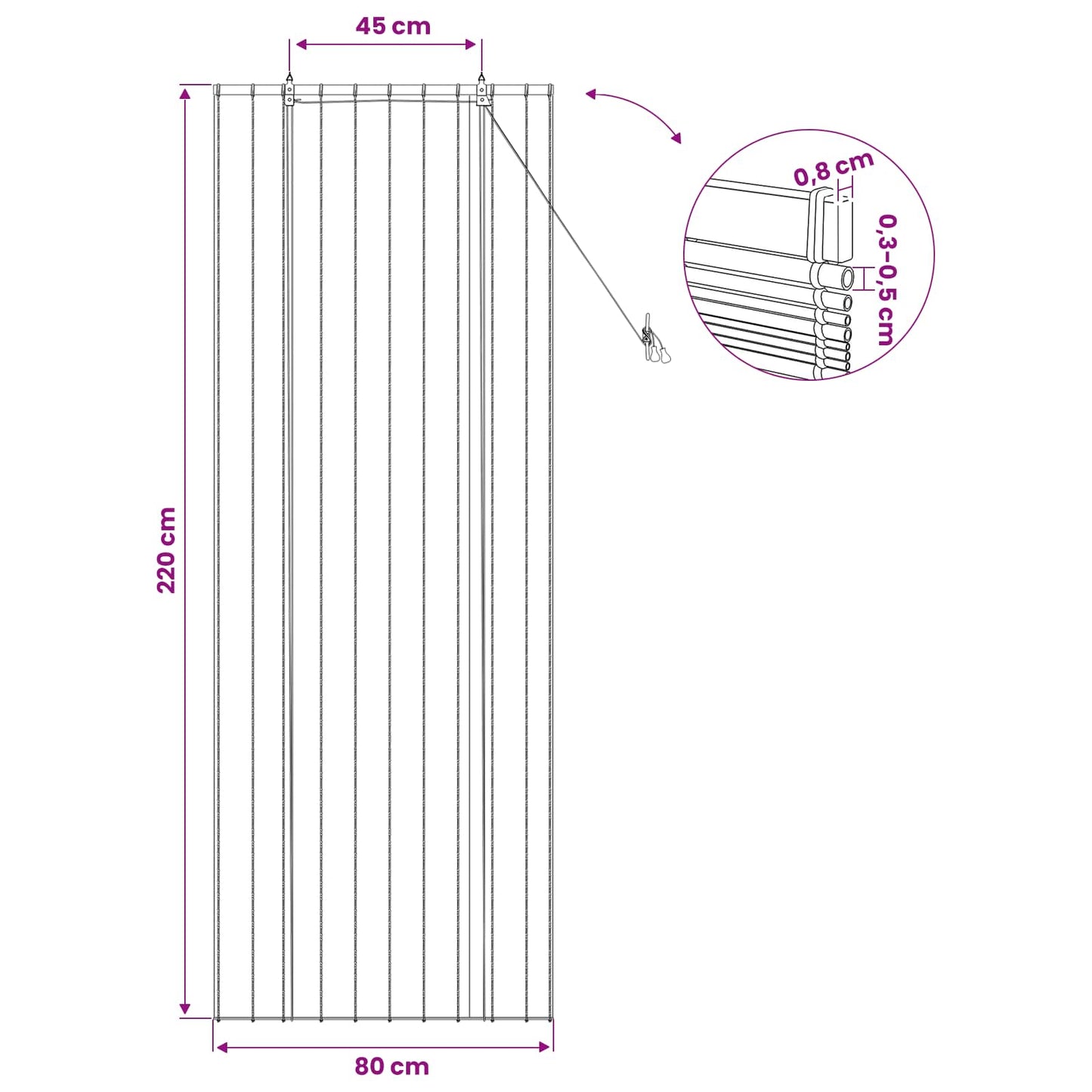 Roller Blind Natural 80 x 220 cm Reed