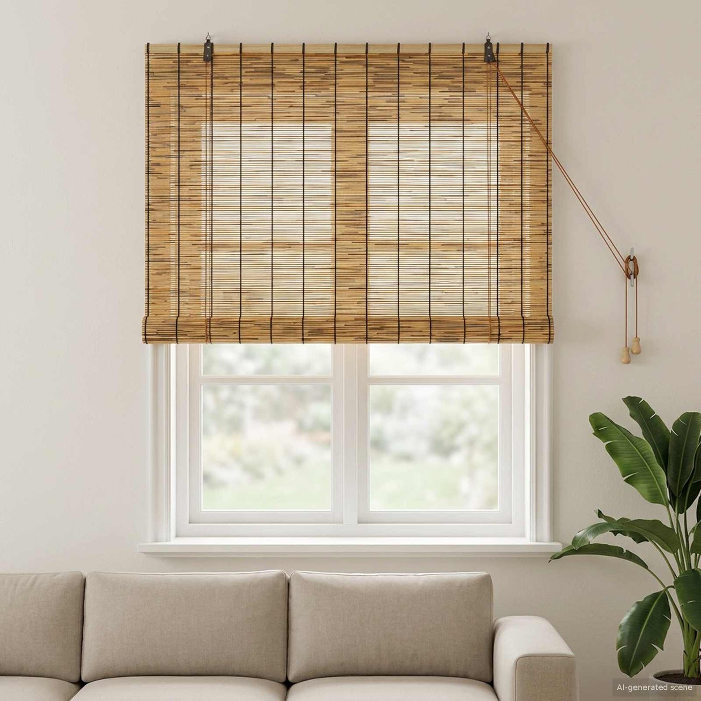 Roller Blind Brown 120 x 160 cm Reed