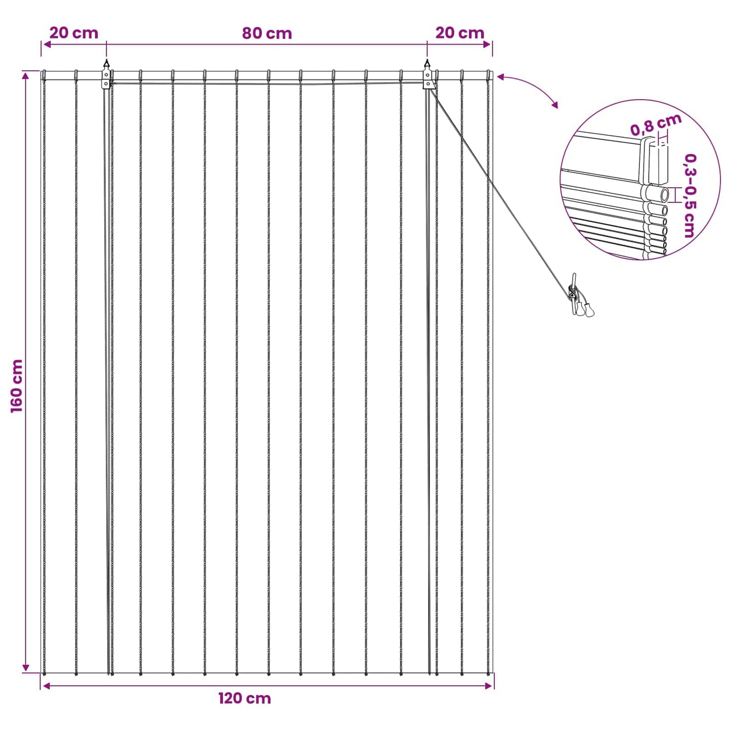 Roller Blind Brown 120 x 160 cm Reed