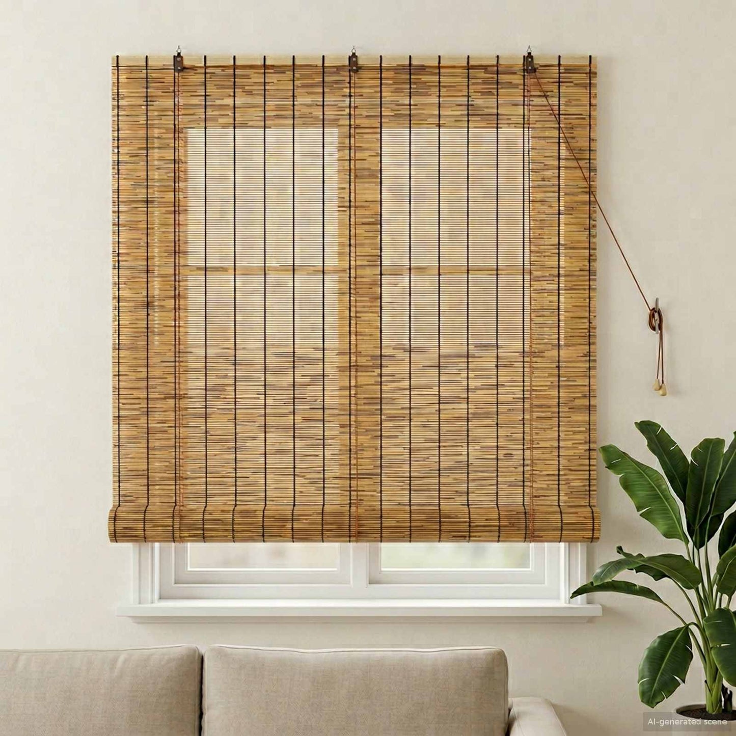 Roller Blind Brown 140 x 160 cm Reed