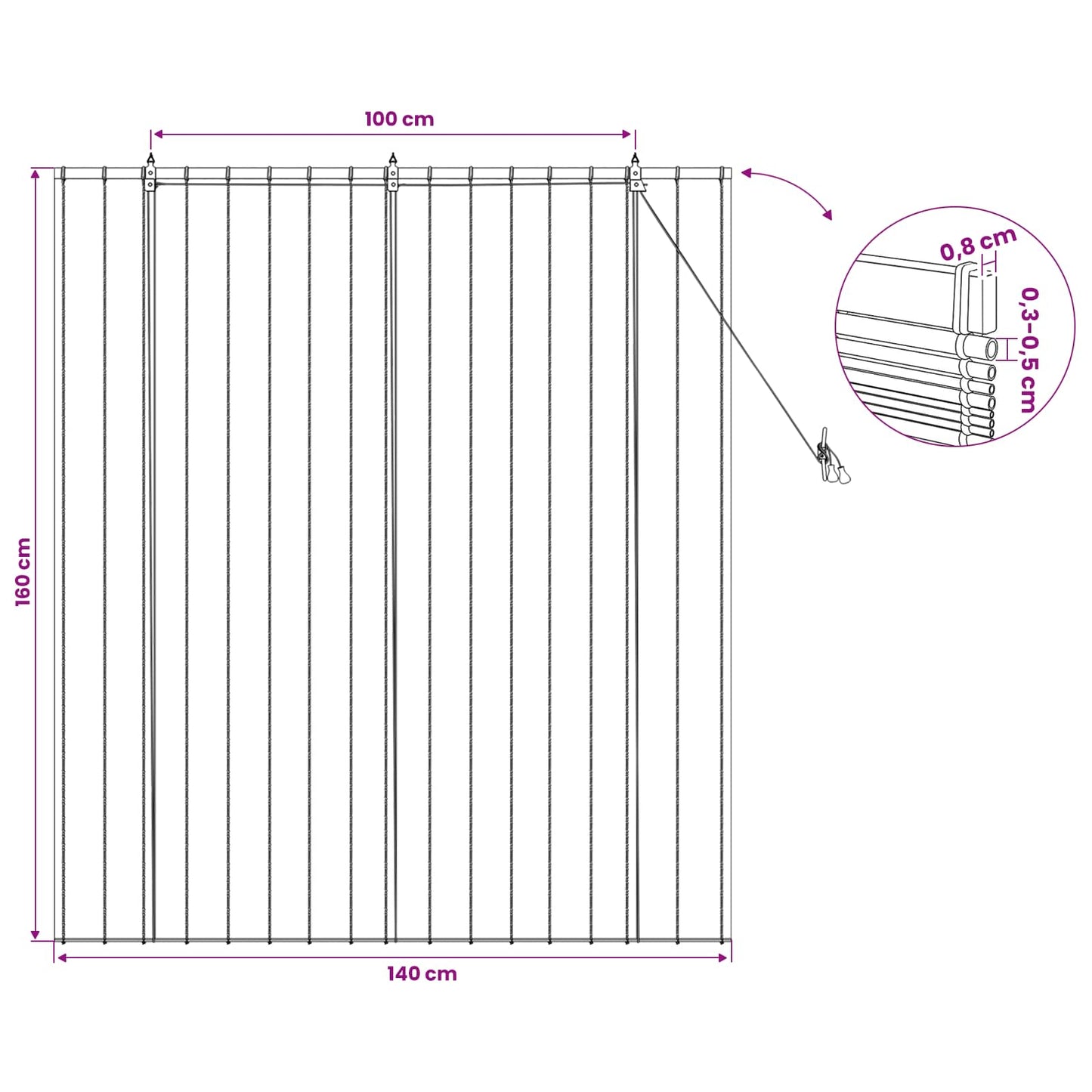 Roller Blind Brown 140 x 160 cm Reed