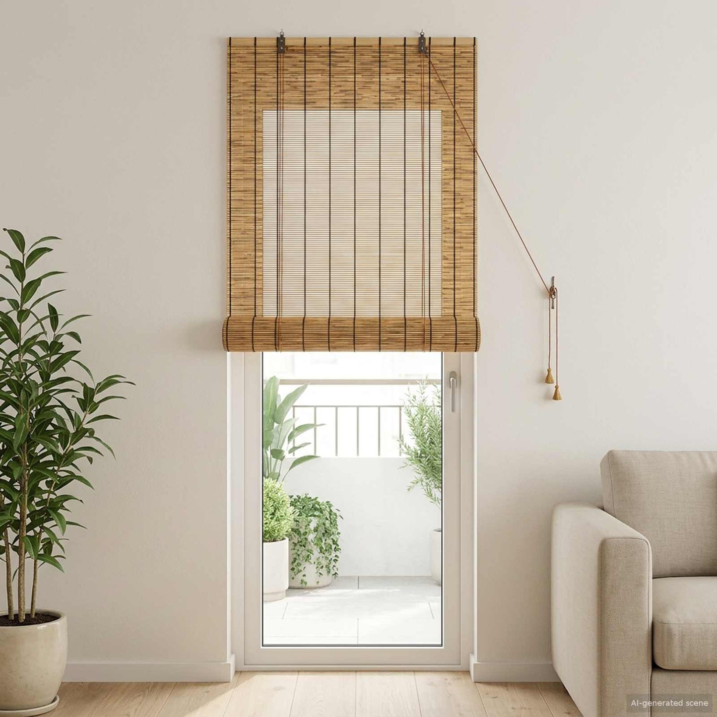 Roller Blind Brown 80 x 220 cm Reed