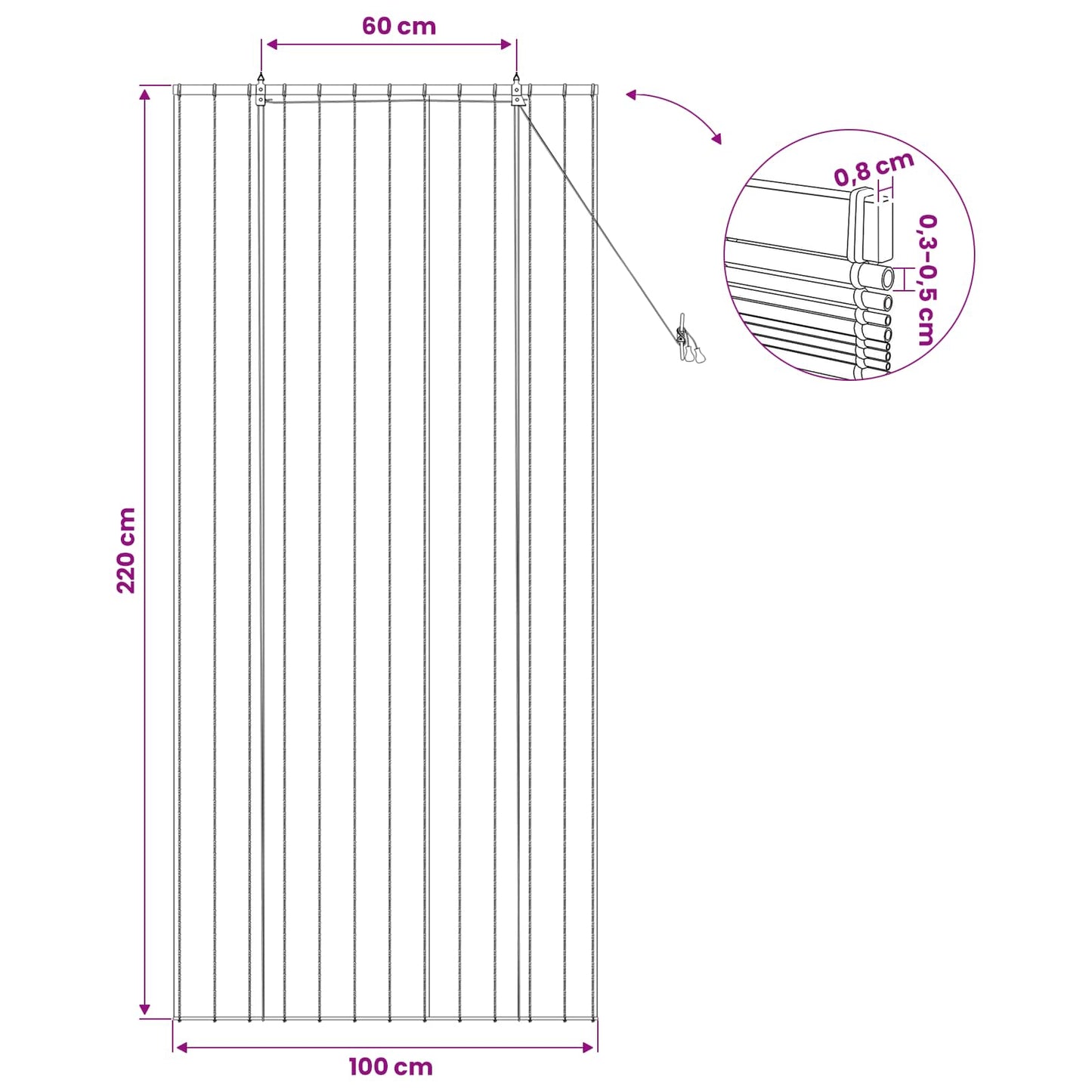 Roller Blind Brown 100 x 220 cm Reed