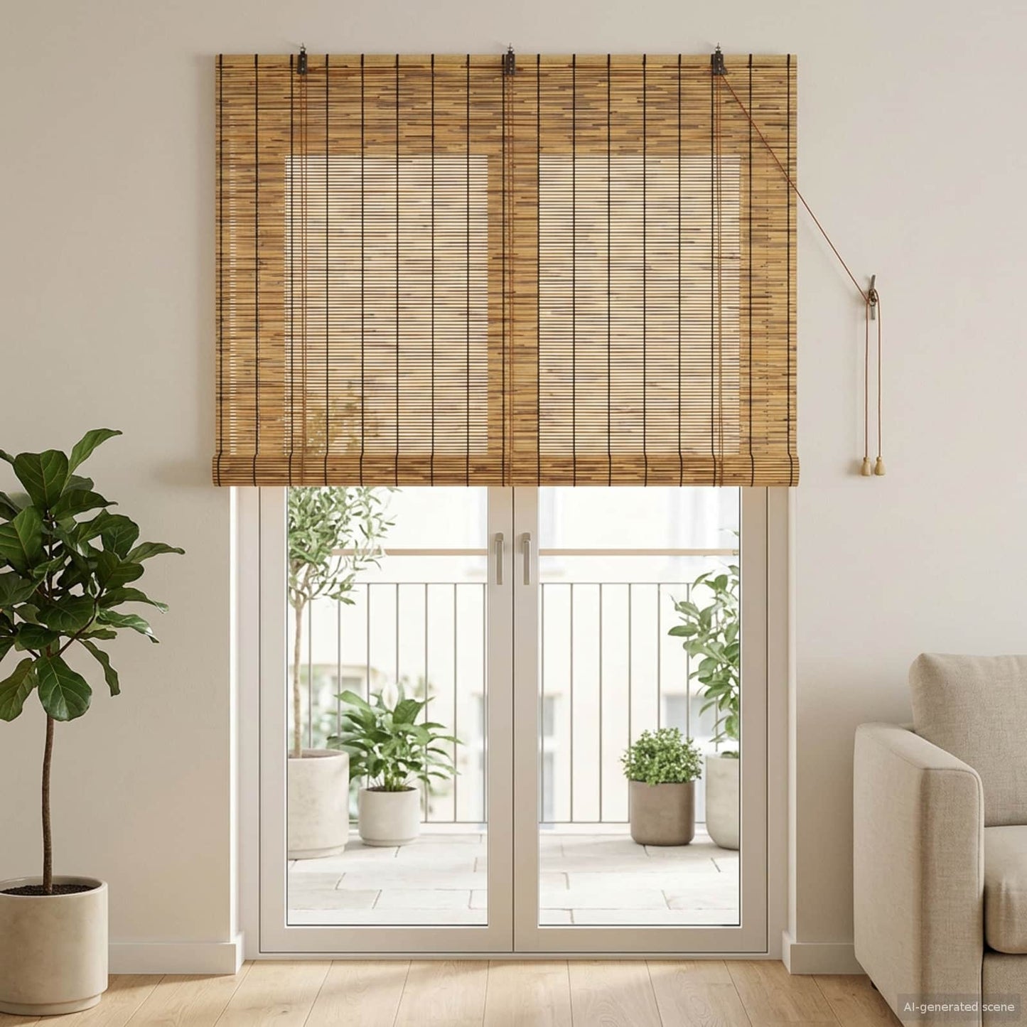 Roller Blind Brown 140 x 220 cm Reed