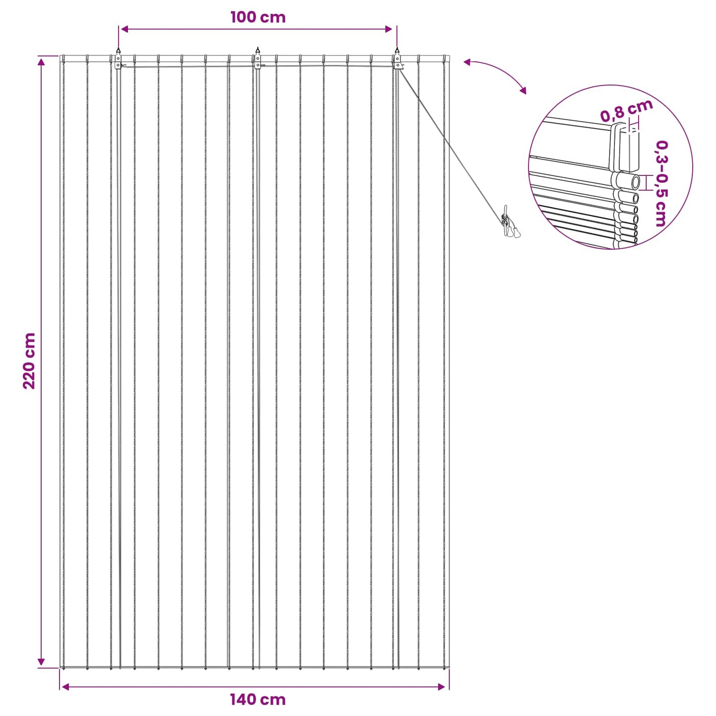 Roller Blind Brown 140 x 220 cm Reed