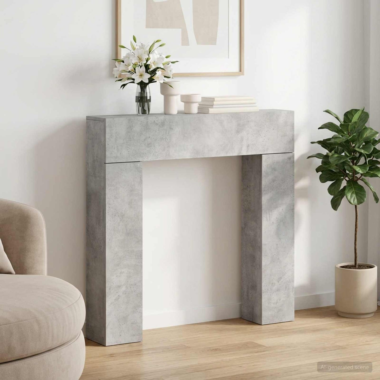 Fireplace Surround Concrete Grey 102 x 18 x 100.5 cm