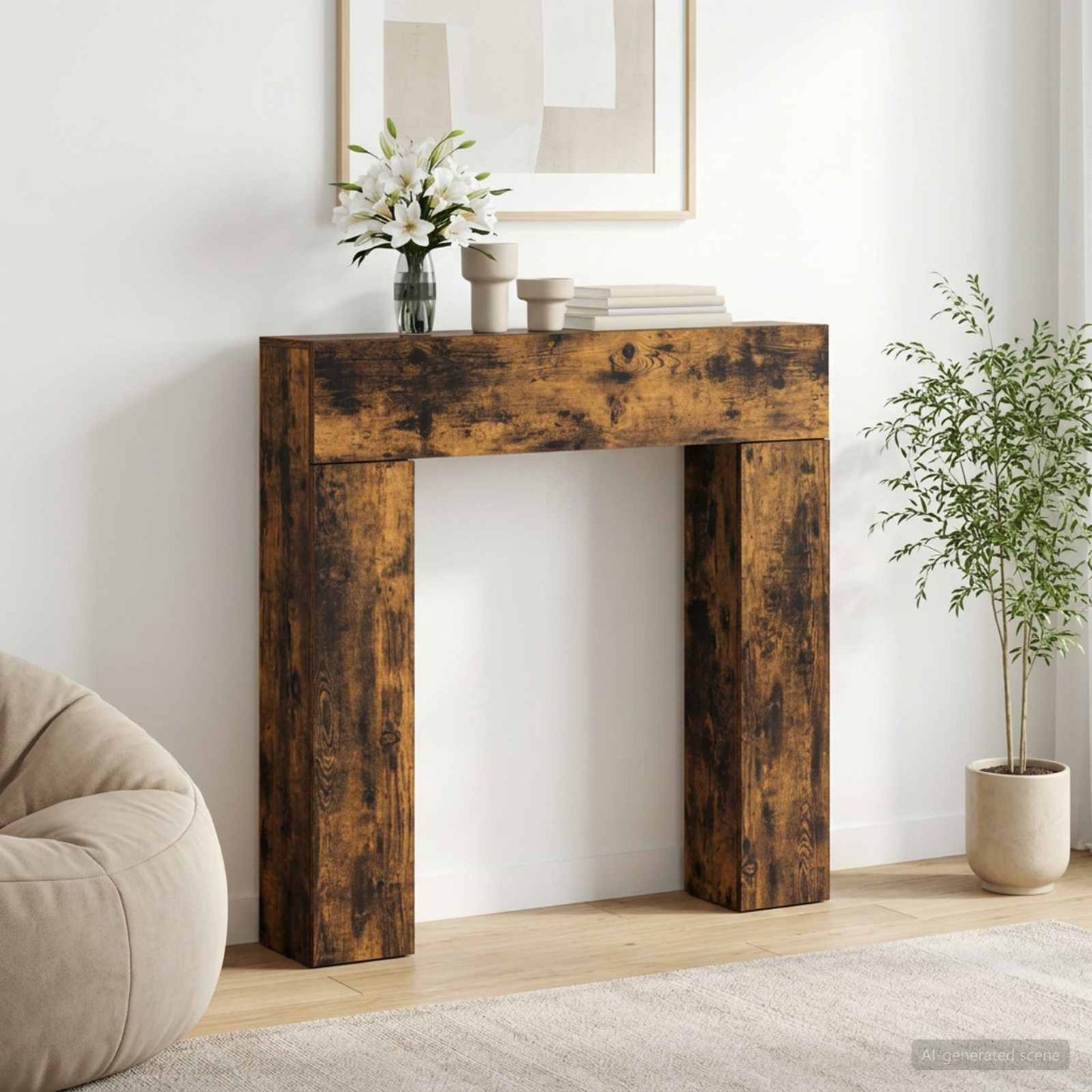Fireplace Surround Smoked Oak 102 x 18 x 100.5 cm