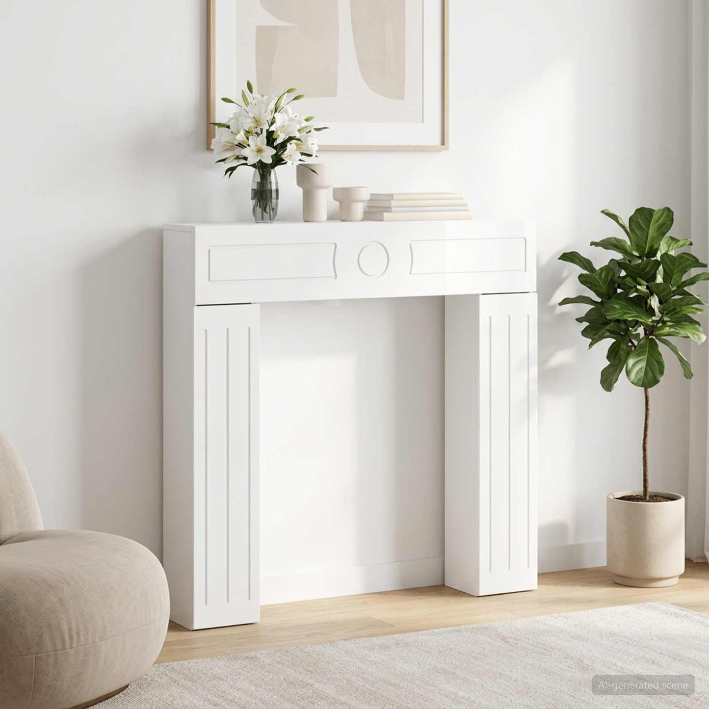 Fireplace Surround Gloss White 102 x 18 x 100.5 cm
