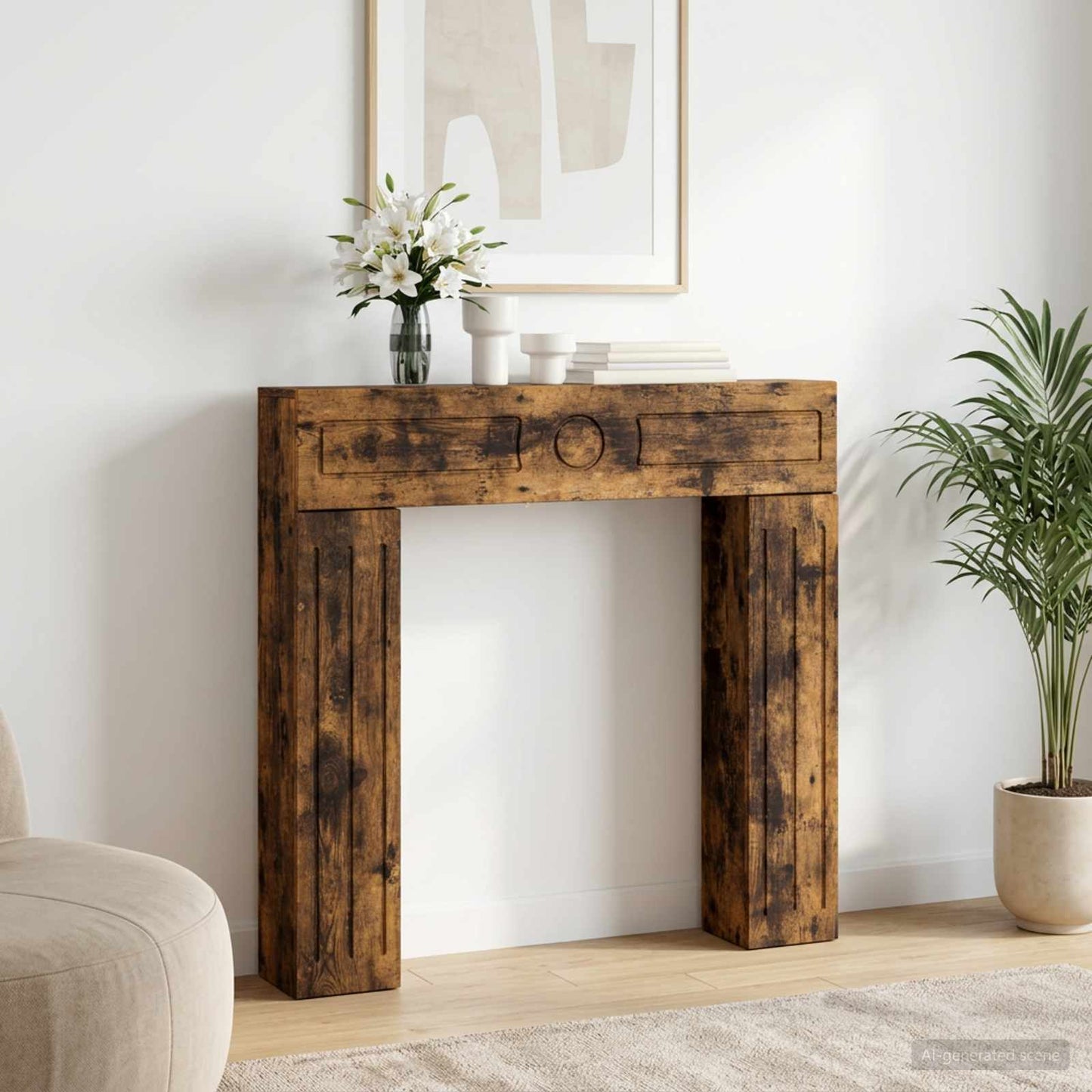 Fireplace Surround Smoked Oak 102 x 18 x 100.5 cm